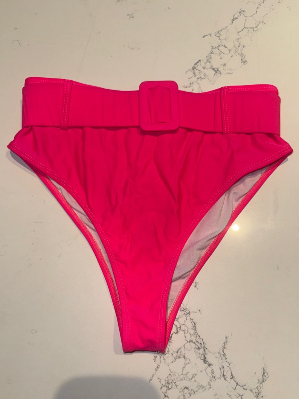 SHEIN Hot Pink High Waist Bikini Bottom with Belt